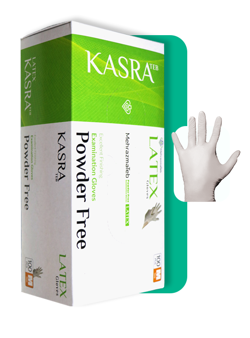 دستکش معاینه لاتکس کسری طب سایز مدیوم (متوسط) M (medium)